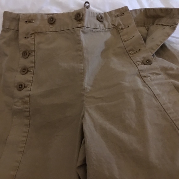 J CREW bohemian button front open , shoe string tie back pants - Picture 10 of 12